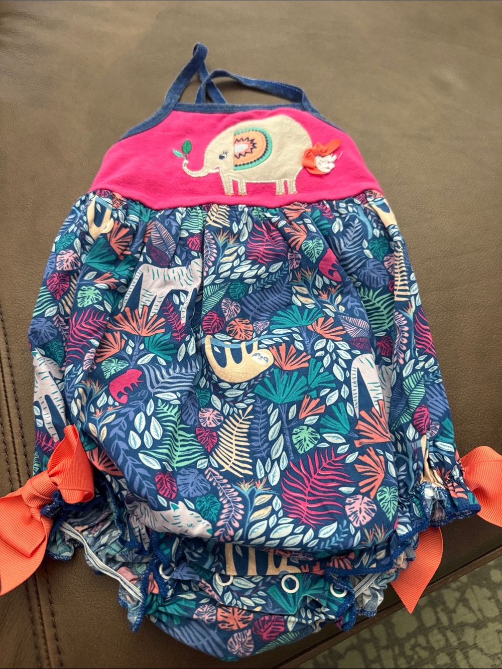 Toddler Elephant Bubble in Navy & Pink